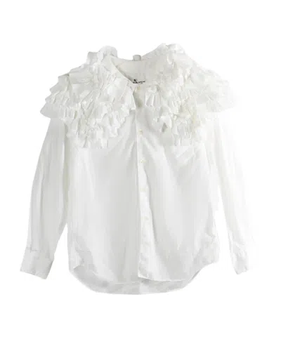 Comme Des Garçons Ruffled Blouse In White