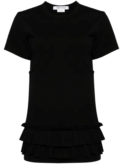 Comme Des Garçons Ruffled Jersey T-shirt In 黑色