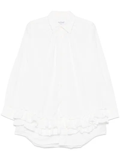 Comme Des Garçons Ruffled-trim Shirt In White