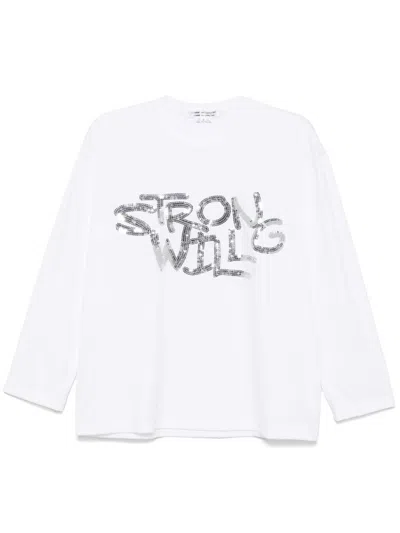 Comme Des Garçons Sequin-embellished T-shirt In White