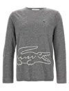 Comme Des Garçons Shirt X Lacoste Crew Neck Sweater In Gray