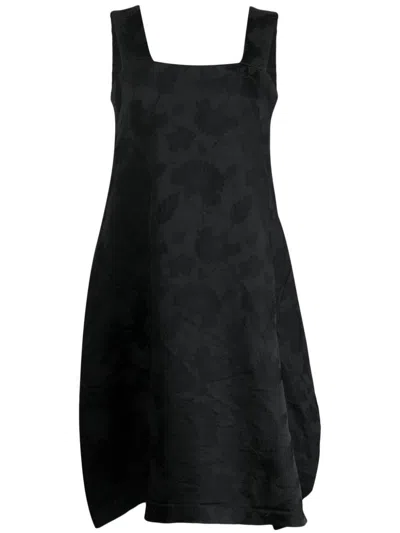 Comme Des Garçons Sleeveless Jacquard Midi Dress In Black