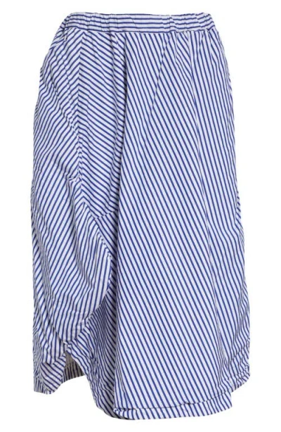Comme Des Garçons Stripe Asymmetric Cotton Midi Skirt In Multi