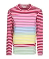 Comme Des Garçons Cotton Stripe Colored Pattern Tee In Multi