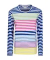 Comme Des Garçons Cotton Stripe Colored Pattern Tee In Multi