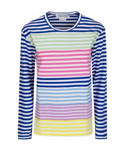 Comme Des Garçons Striped Long Sleeved T-shirt In Multi