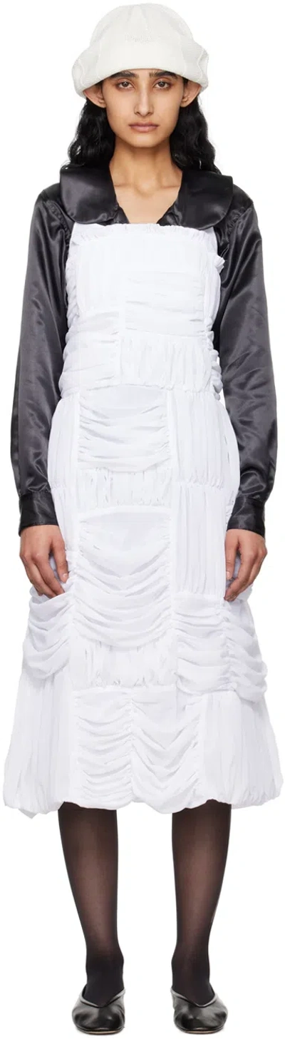 Comme Des Garçons Comme Des Garçons Ruched Midi Dress In White