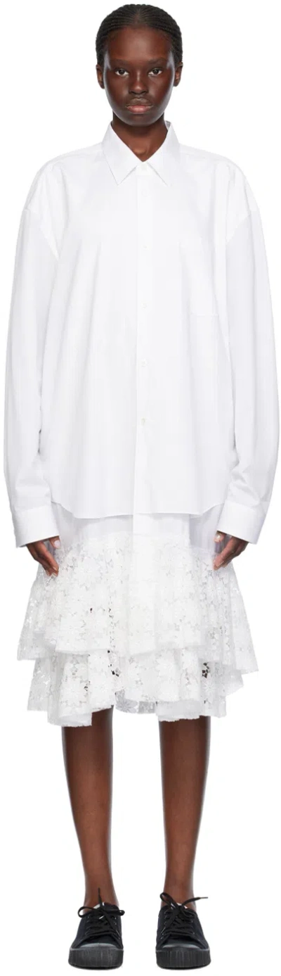 Comme Des Garçons Comme Des Garçons White Lace Midi Dress In 1 White/white