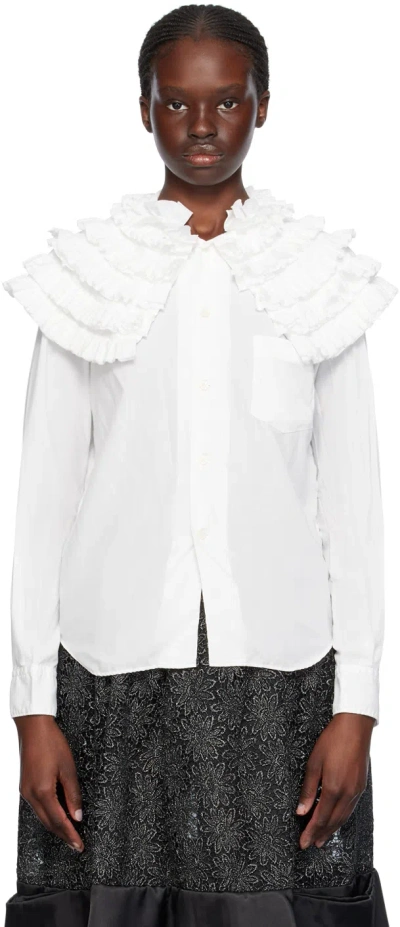 Comme Des Garçons Comme Des Garçons White Ruffled Shirt In 2 White