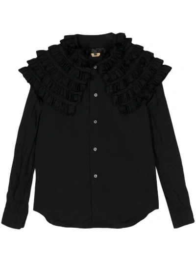 Comme Des Garçons Ruffled Long-sleeve Shirt In Black
