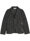 Comme Des Garçons Lace Single-breasted Blazer In Black Lame