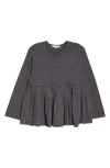 Comme Des Garçons Wool Jersey Peplum Sweater In Gray
