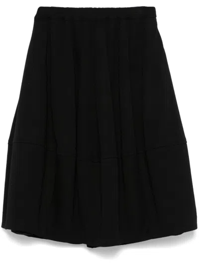 Comme Des Garçons Wool Midi Skirt In Black