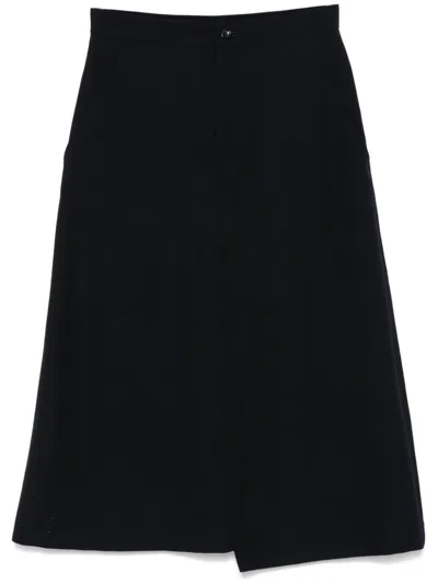 Comme Des Garçons Comme Des Garçons Wool Midi Skirt In Blue