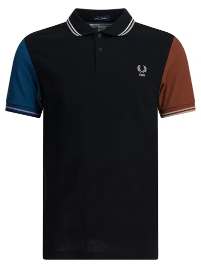 Comme Des Garçons Shirt Colour-block Logo Embroidered Polo Shirt In Black