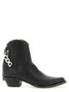 Comme Des Garçons Western Mid Heel Boots Pointed Toe Embroidery In Black