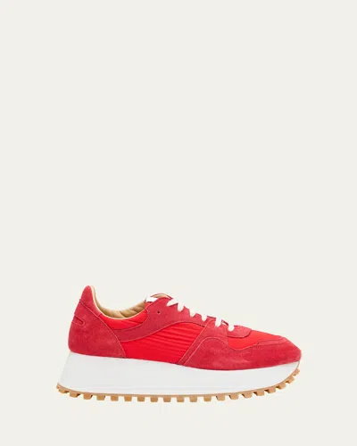 Comme Des Garcons Comme Des Garcons X Spalwart X Spalwart Suede Platform Runner Sneakers In Red