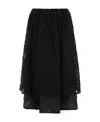 Comme Des Garçons Lace-detail Layered Midi Skirt In Black