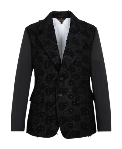 Comme Des Garçons Embroidered Single Breasted Blazer In Black