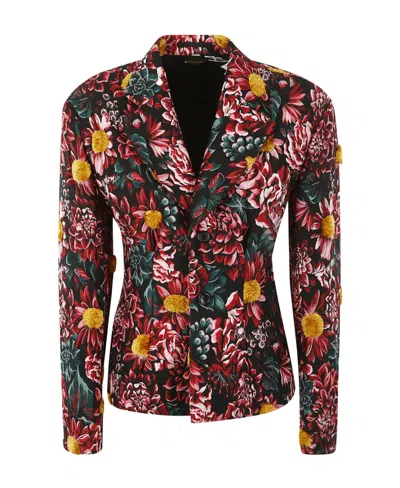 Comme Des Garçons Blazer With Floral Embroidery In Multi
