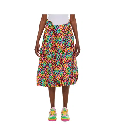 Comme Des Garçons Geometric Printed Skirt In Multicolor