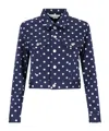 Comme Des Garçons Collared Neck Polka Dot Jacket In Blue