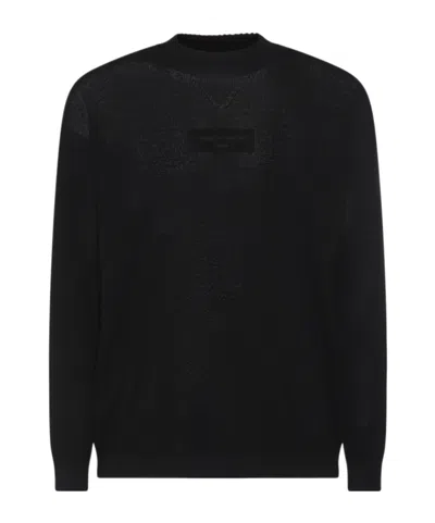 Comme Des Garçons Homme Logo Embroidered Oversized Jumper In Black