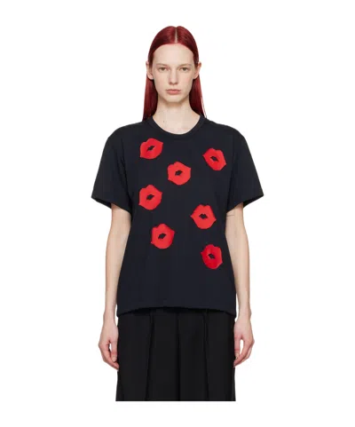 Comme Des Garçons Homme Plus Lip-printed Crewneck T-shirt In Black