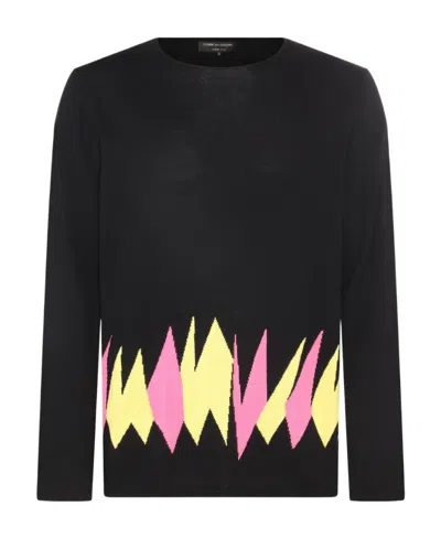Comme Des Garçons Homme Plus Zg Zag Detailed Crewneck Jumper In Black