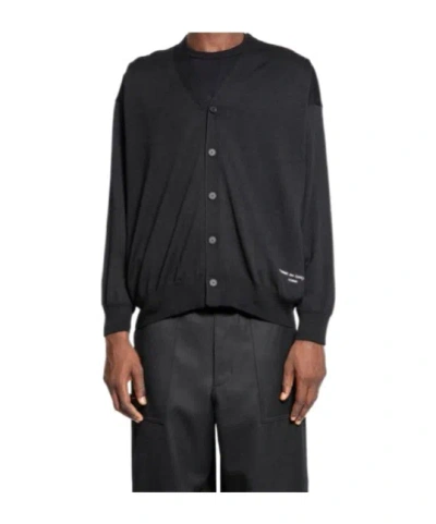 Comme Des Garçons Homme V-neck Knitted Cardigan In Black