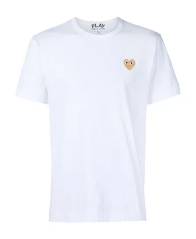 Comme Des Garçons Play Logo Embroidered Crewneck T-shirt In White
