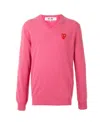 Comme Des Garçons Play V-neck Knitted Sweater In Pink