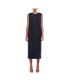 Comme Des Garçons Dark Blue Wool Midi Dress In Black