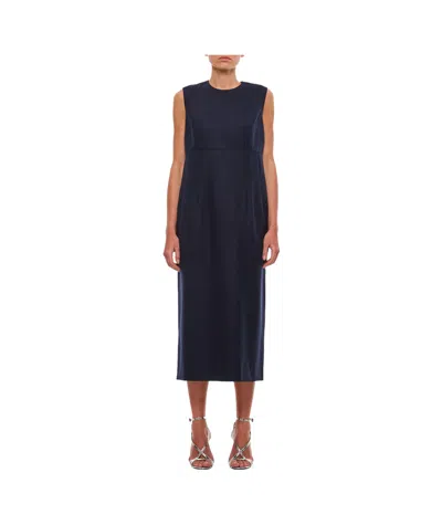 Comme Des Garçons Dark Blue Wool Midi Dress