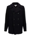 Comme Des Garçons Wool Blend Double-breasted Coat With Ribbed Sleeves In Black
