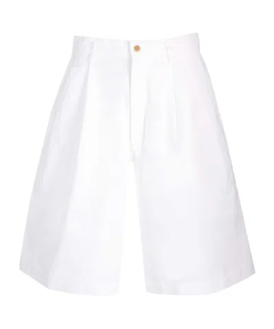 Comme Des Garçons Shirt Knee-length Twill Shorts In White