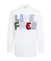 Comme Des Garçons Shirt Live Free Patch Long-sleeved Shirt In White