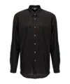 Comme Des Garçons Collared Shirt With Curved Hem And Pocket In Black