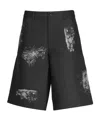 Comme Des Garçons Shirt Pattern-printed Knee-length Shorts In Black