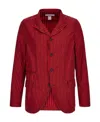 Comme Des Garçons Shirt Striped Buttoned Blazer In Red