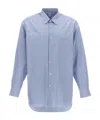 Comme Des Garçons Striped Shirt With Button-down Collar And Chest Pocket In Blue
