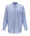 Comme Des Garçons Striped Shirt With Button-down Collar And Chest Pocket In Blue