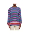 Comme Des Garçons Stripe Double Layer Wool Top In Multicolor