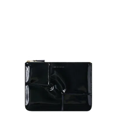 Comme Des Garçons Wallet Cdg Reversed Hem Serie Zipped Pouch In Black