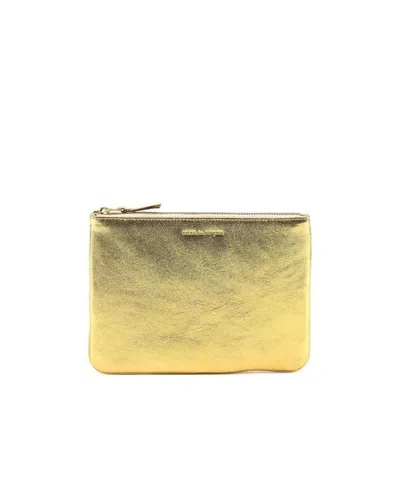 Comme Des Garçons Wallet Classic Logo Printed Pouch In Nude