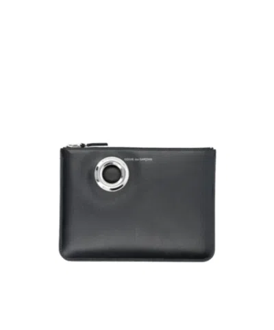 Comme Des Garçons Wallet Eyelet Detailed Zip-up Wallet In Black