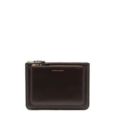 Comme Des Garçons Wallet Outside Pocket Detailed Wallet In Brown