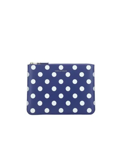 Comme Des Garçons Wallet Polka Dot Clutch Bag In Blue