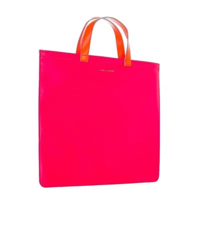Comme Des Garçons Colour-block Leather Tote Bag In Pink