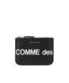 Comme Des Garçons Wallet Logo Printed Zipped Clutch Bag In Black